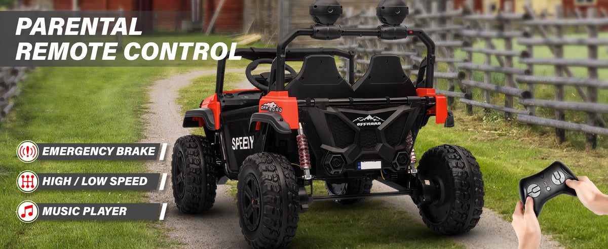 24V kids UTV ride-on car with parental remote control and emergency brake