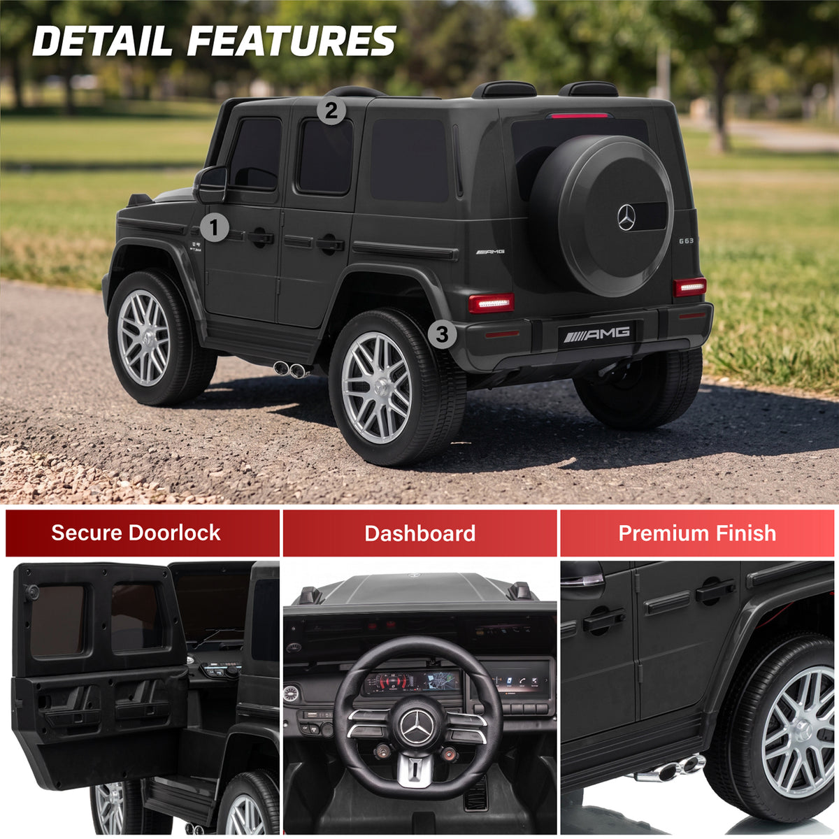 Licensed Mercedes Benz AMG G63 24V Kids' Ride On Car with Parental Remote Control, LED Lights