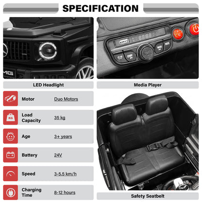 Licensed Mercedes Benz AMG G63 24V Kids' Ride On Car with Parental Remote Control, LED Lights