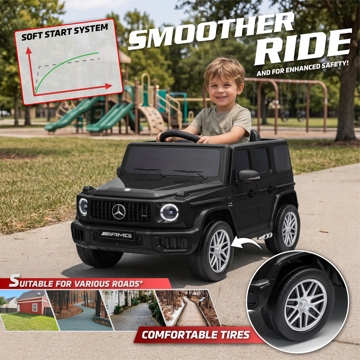 Licensed Mercedes Benz AMG G63 24V Kids' Ride On Car with Parental Remote Control, LED Lights