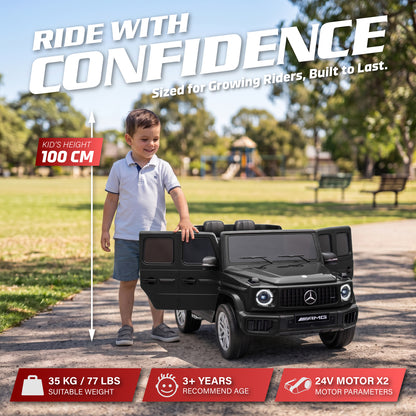 Licensed Mercedes Benz AMG G63 24V Kids' Ride On Car with Parental Remote Control, LED Lights