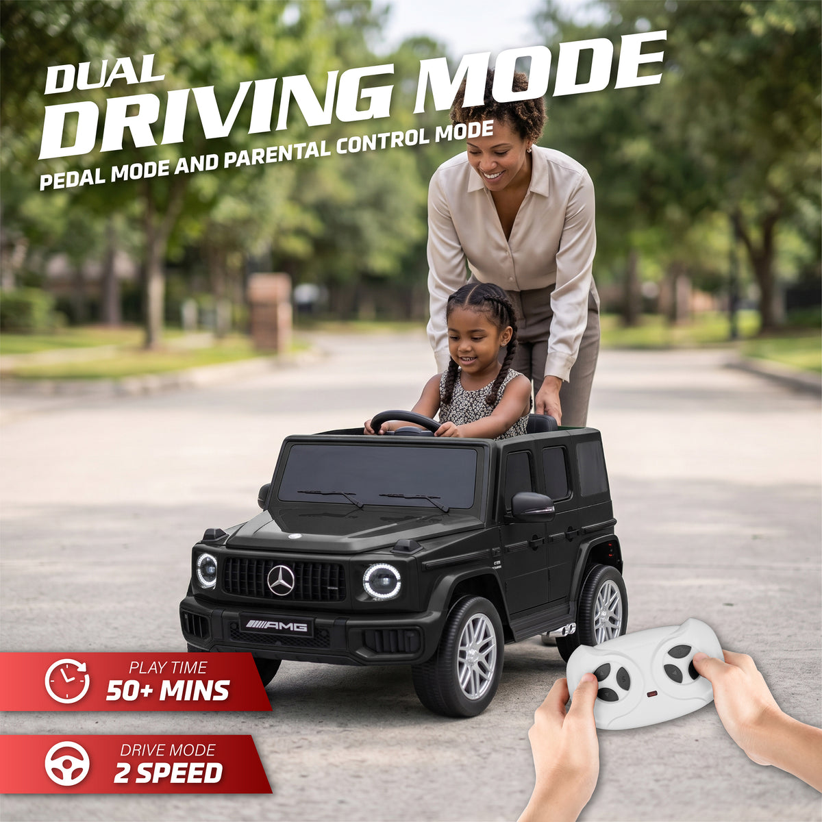 Licensed Mercedes Benz AMG G63 24V Kids' Ride On Car with Parental Remote Control, LED Lights