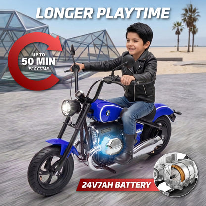 Official Licensed BMW R 18 24V Kids Ride-On Motorcycle with Auxiliary Wheels