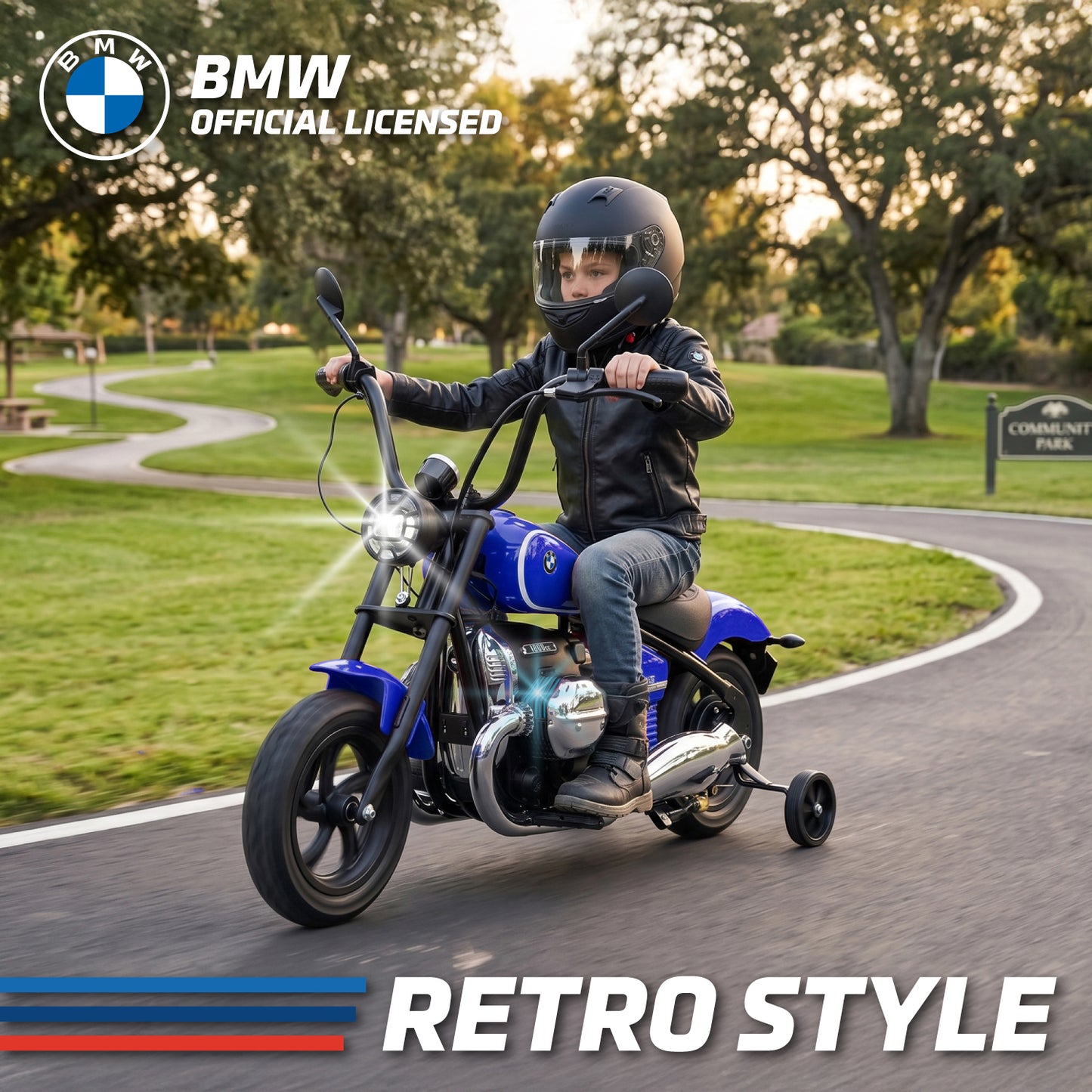 Official Licensed BMW R 18 24V Kids Ride-On Motorcycle with Auxiliary Wheels