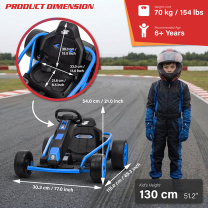 Go Kart 24V High-Speed Outdoor Racer Drifter with Seat Belt [Upgraded Design]