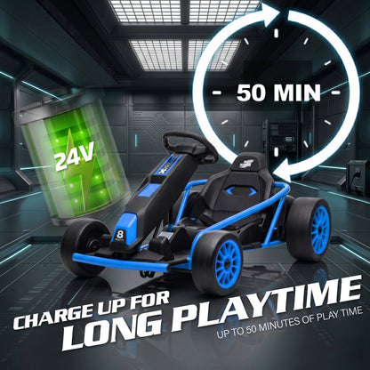 Go Kart 24V High-Speed Outdoor Racer Drifter with Seat Belt [Upgraded Design]