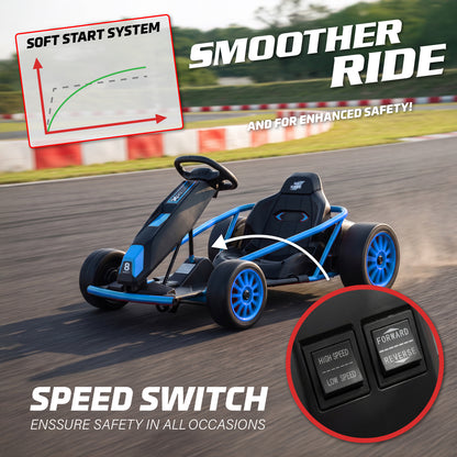 Go Kart 24V High-Speed Outdoor Racer Drifter with Seat Belt [Upgraded Design]
