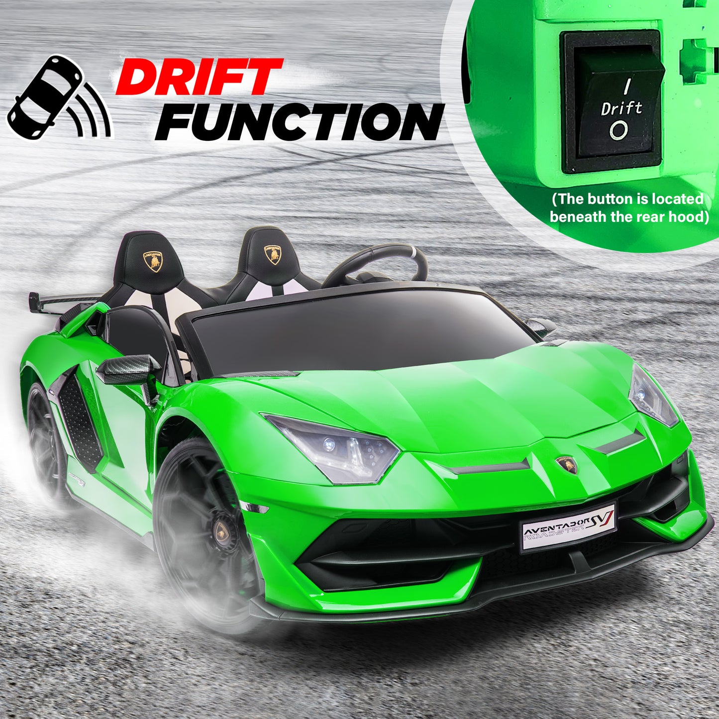 Lamborghini Aventador SVJ Drifter with Remote Control- Licensed Car Toy 2 Seater 24V