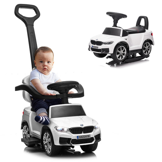 BMW M5 4-in-1 Push Pedal Ride On Car Baby Walker with Push Bar and LED Lights