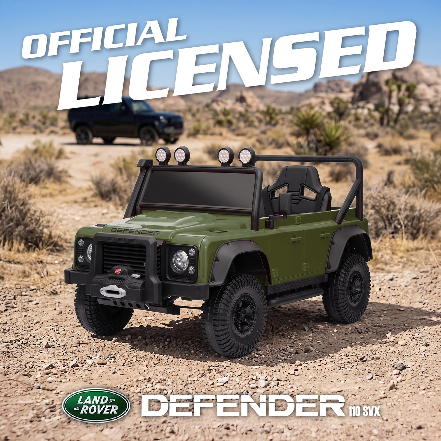 Officially Licensed Classic Land Rover Defender 110 SVX 24V Kids Ride-On Car with Remote Control