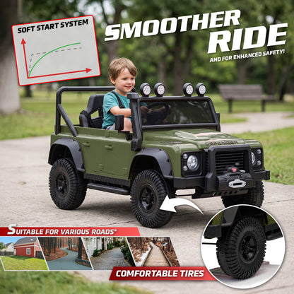 Officially Licensed Classic Land Rover Defender 110 SVX 24V Kids Ride-On Car with Remote Control