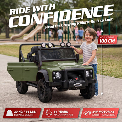 Officially Licensed Classic Land Rover Defender 110 SVX 24V Kids Ride-On Car with Remote Control