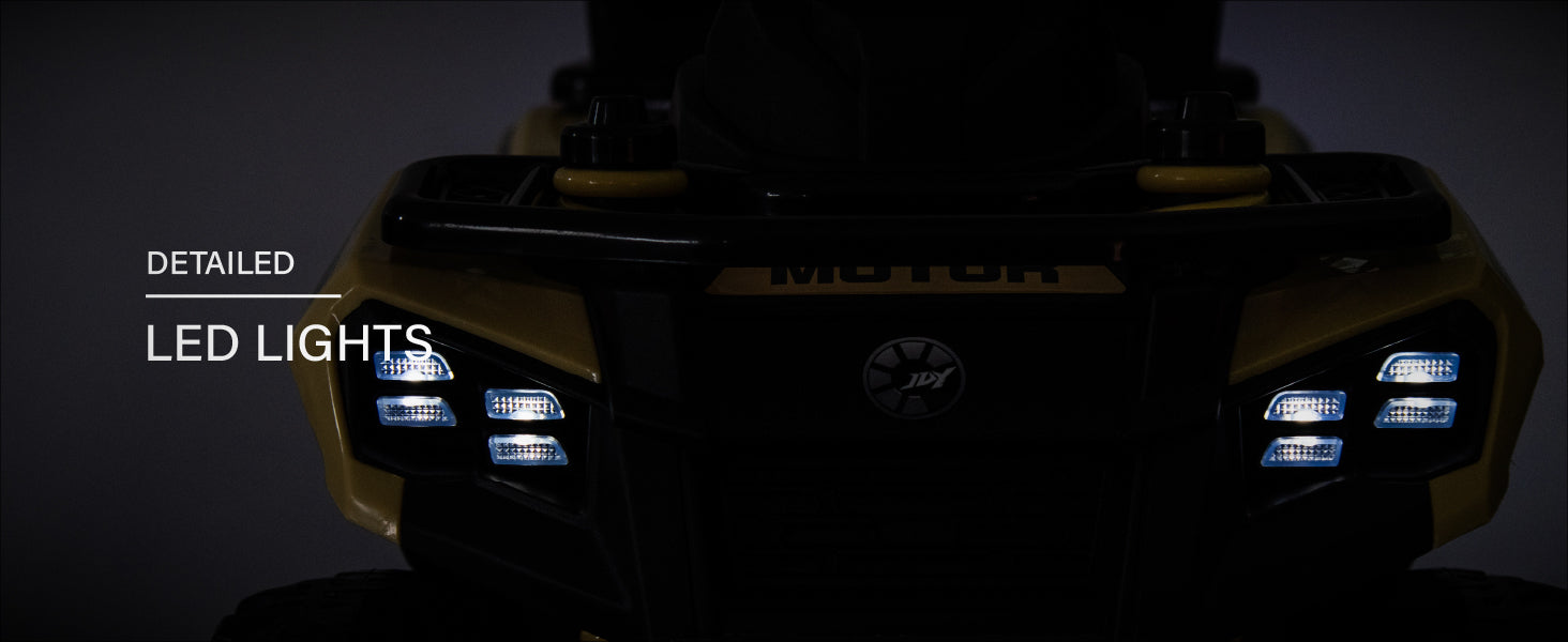 Kids ride-on ATV with bright front LED headlights