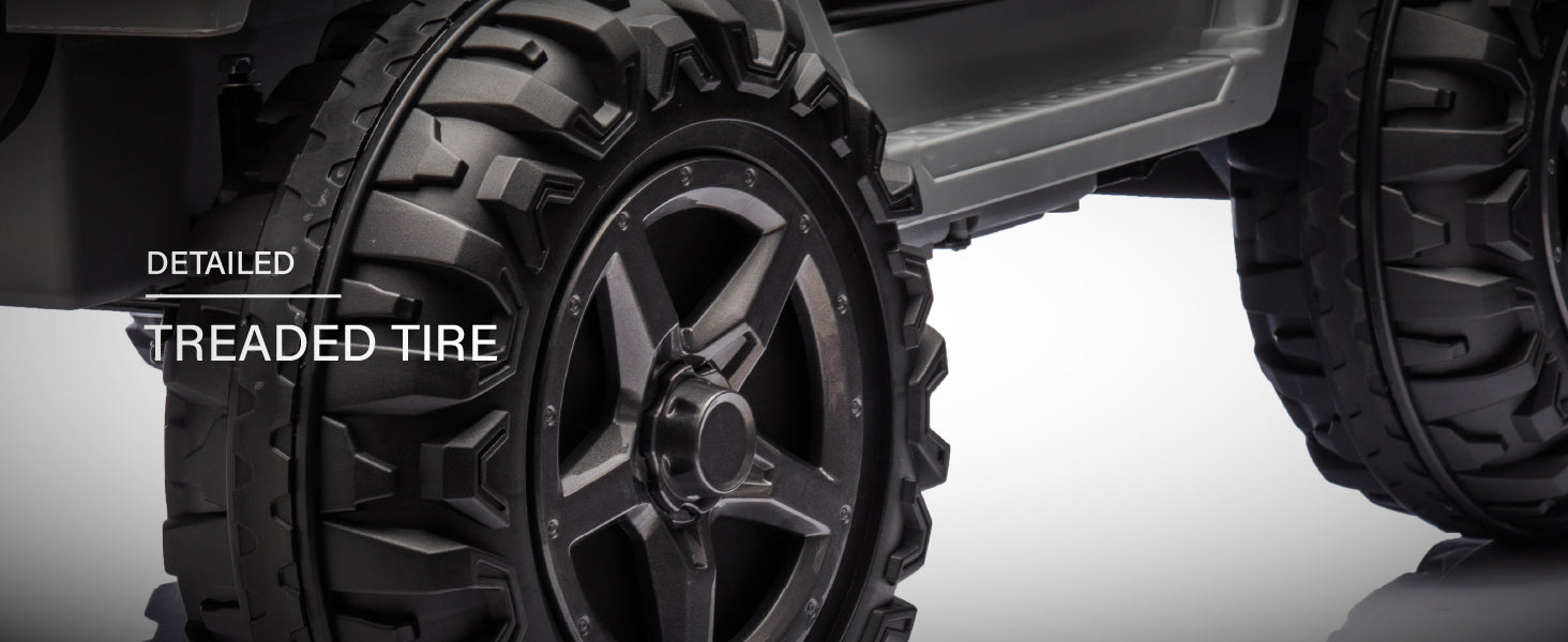 Kids ride-on Jeep large treaded tire designed for stable outdoor riding