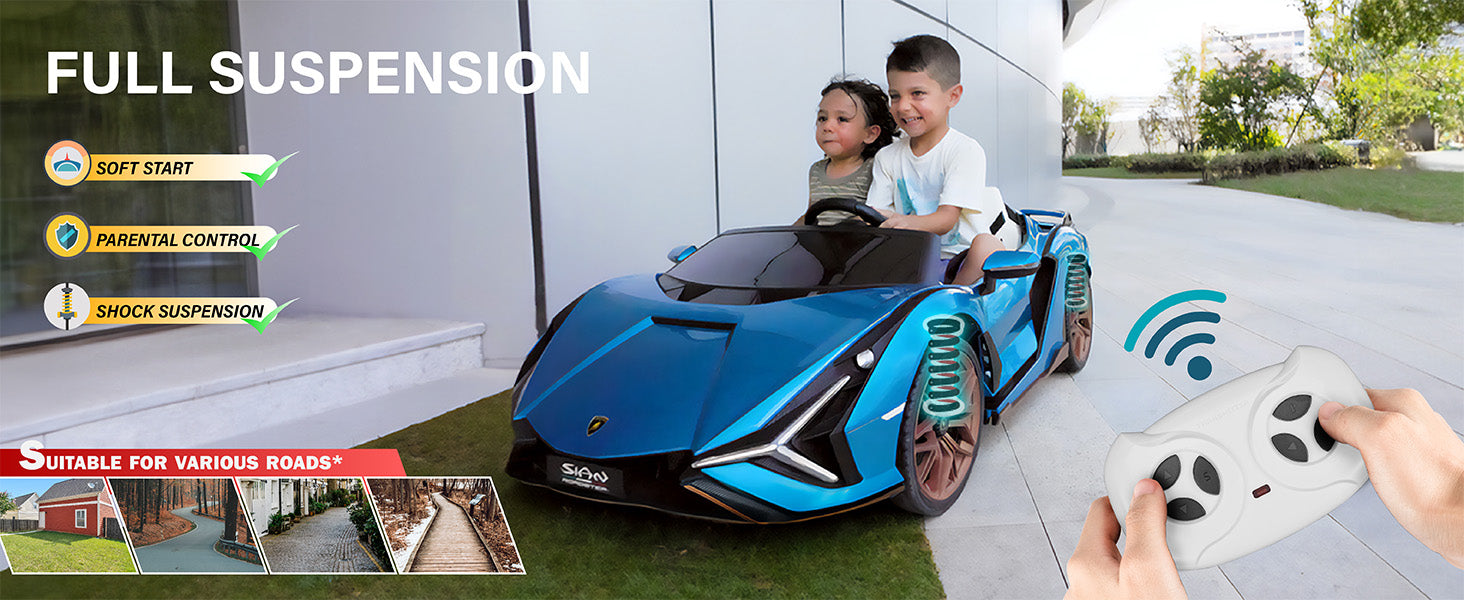 Lamborghini Sian kids ride-on car with full suspension and parental remote control