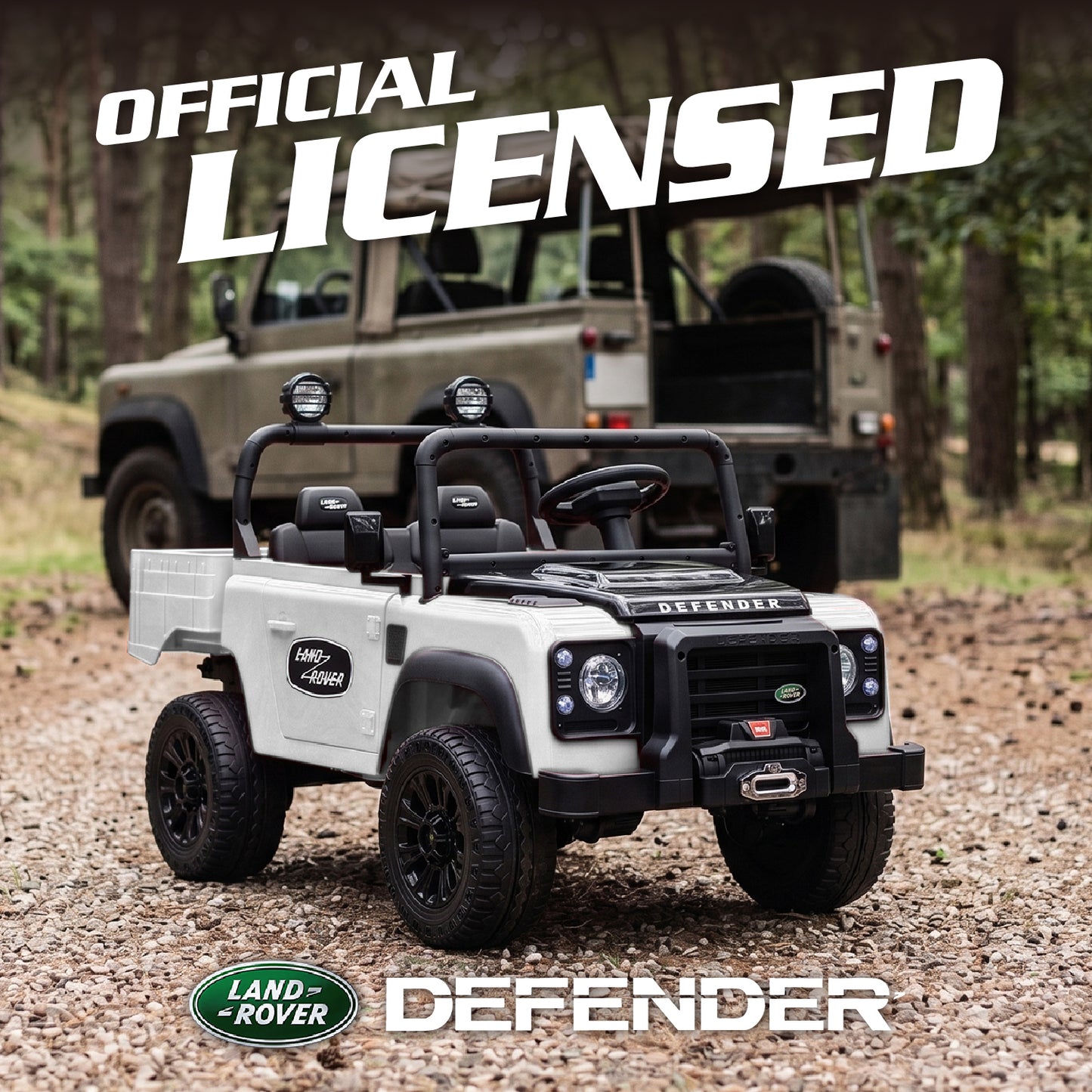 Official Licensed Classic Land Rover Defender 24V 2 Seater Kids Ride-On Car with Remote Control