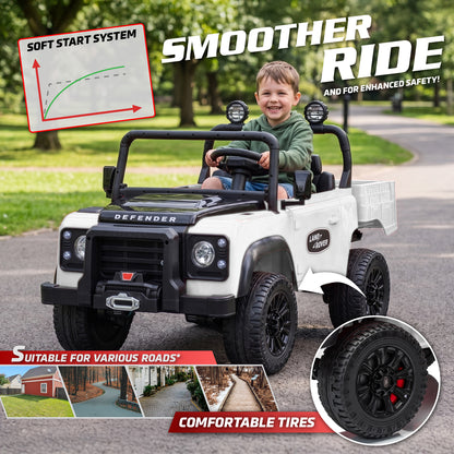 Official Licensed Classic Land Rover Defender 24V 2 Seater Kids Ride-On Car with Remote Control