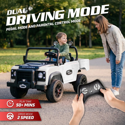 Official Licensed Classic Land Rover Defender 24V 2 Seater Kids Ride-On Car with Remote Control