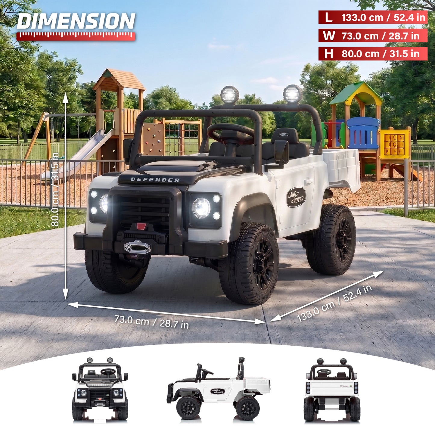 Official Licensed Classic Land Rover Defender 24V 2 Seater Kids Ride-On Car with Remote Control