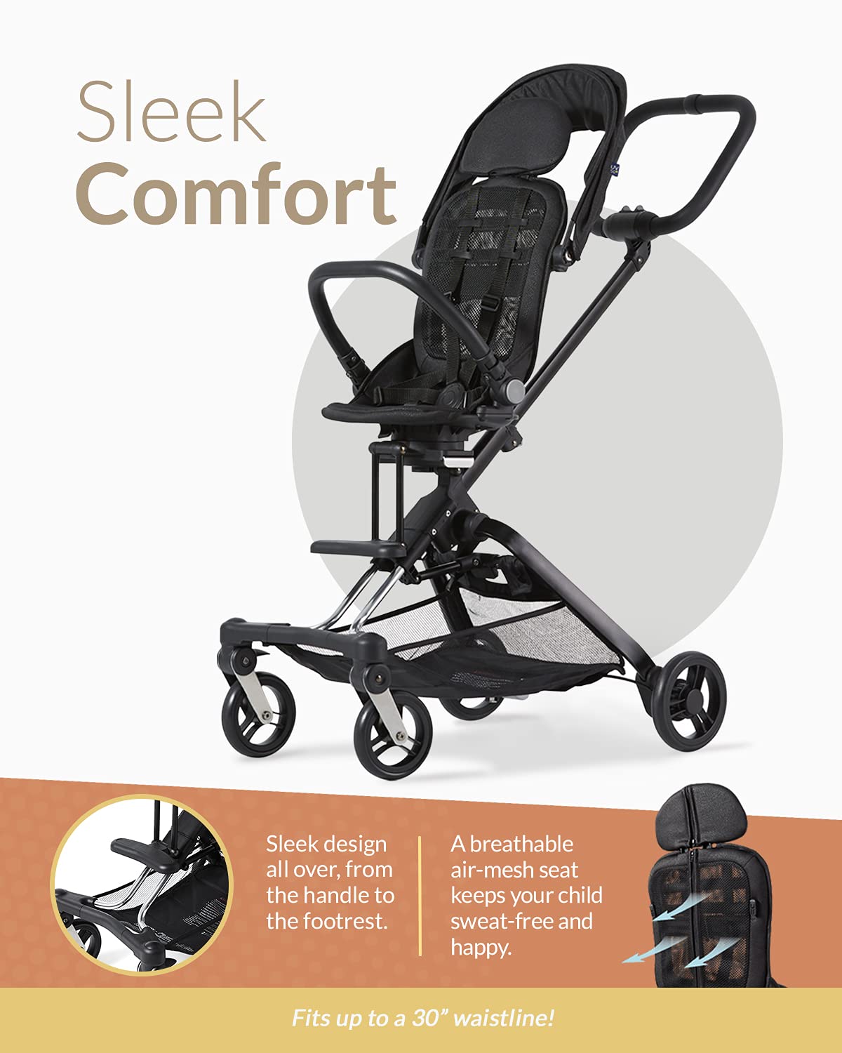 Unilove On The Go 2-in-1 Lightweight Stroller, Bubble Black