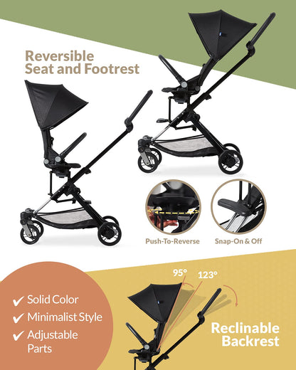 Unilove On The Go 2-in-1 Lightweight Stroller, Bubble Black