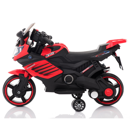 Kids Motorcycle with Training Wheels, Realistic Lights and Sound 6V