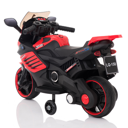 Kids Motorcycle with Training Wheels, Realistic Lights and Sound 6V