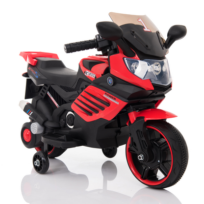 Kids Motorcycle with Training Wheels, Realistic Lights and Sound 6V