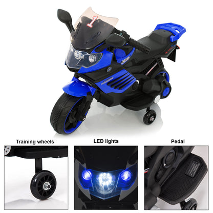 Kids Motorcycle with Training Wheels, Realistic Lights and Sound 6V