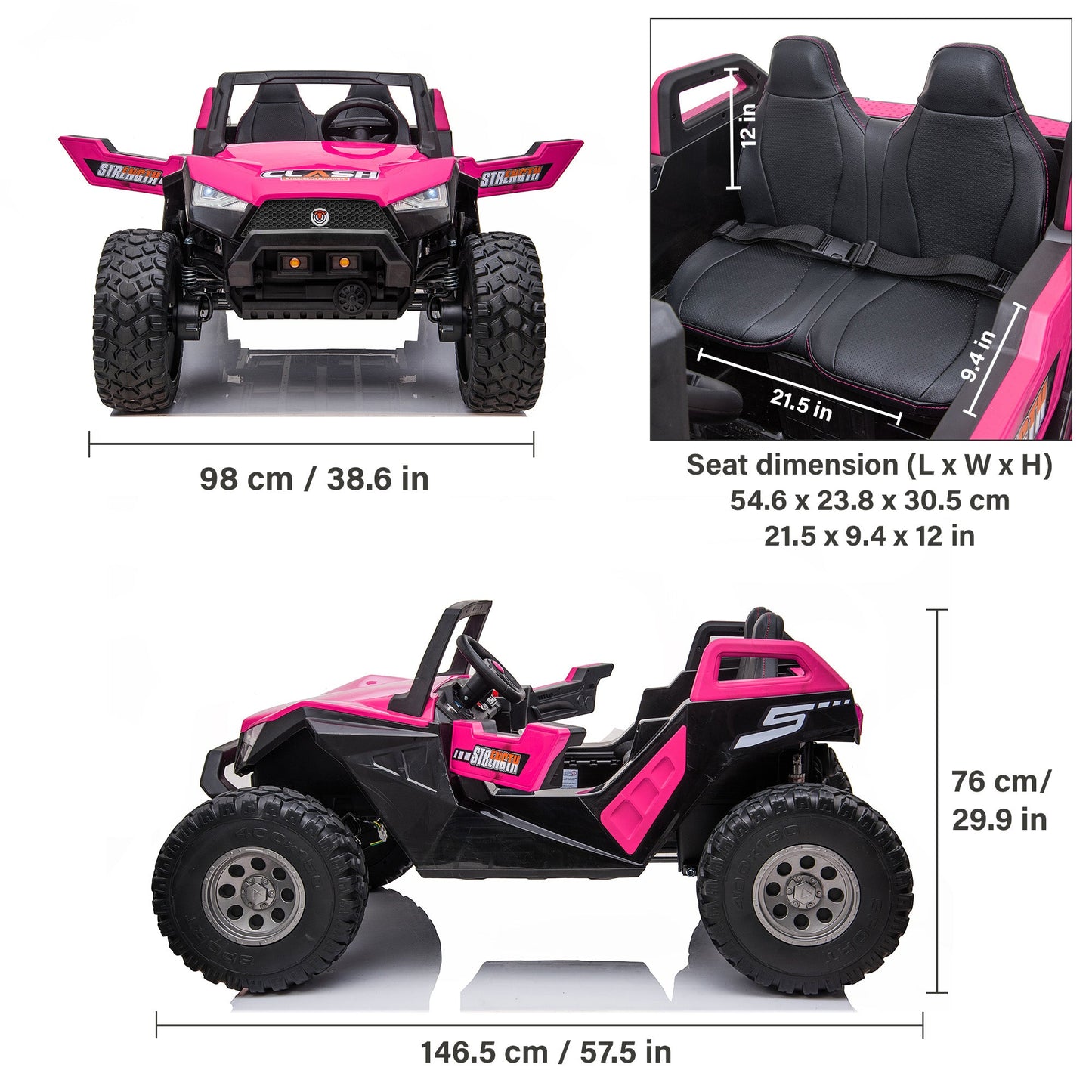 Dune Buggy Off-Road UTV with Remote Control and Rubber Tires 2 Seater 24V